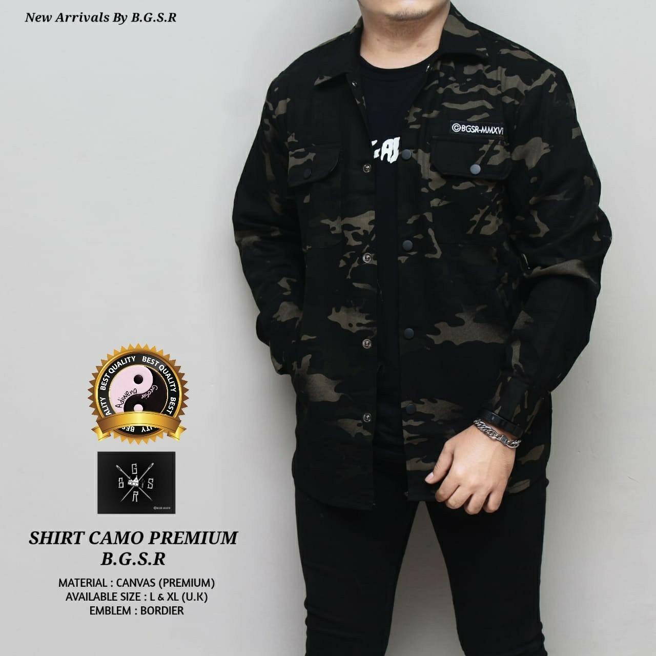 Adiwena Grosir Jaket camo premium bordir suede bgsr simple pria best seller - hitam - black