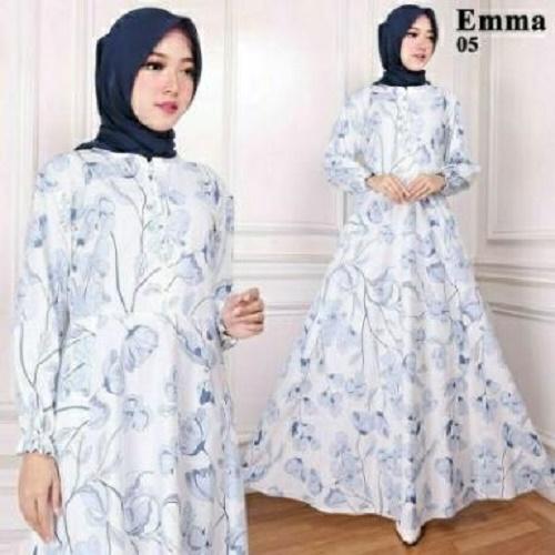 SUPPLIER GROSIR 14658 R23 MAXI BUSUI MAXY SYARI GAMIS LENGAN PANJANG BAJU MUSLIM FASHION BUSANA MUSLIMAH WARNA PUTIH MURAH KEKINIAN BAHAN KATUN