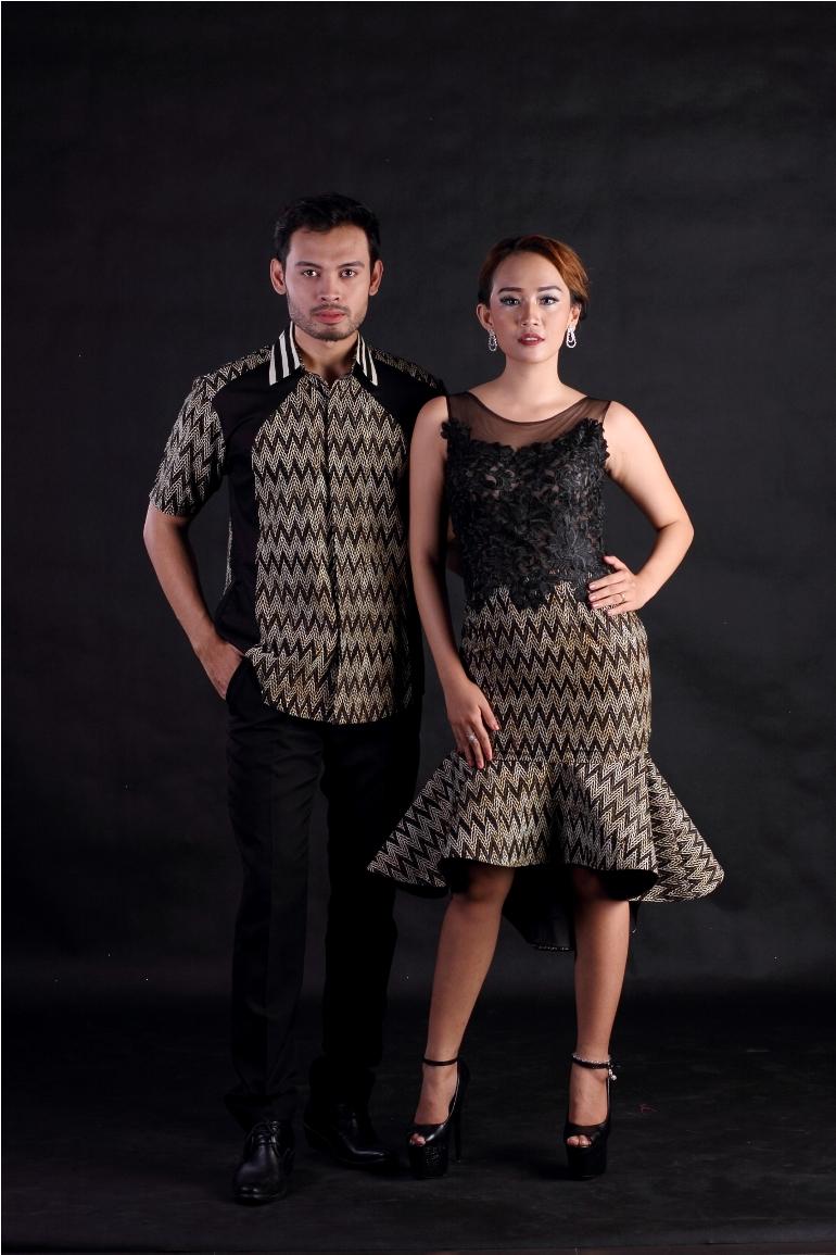 Sarimbit Batik Kemeja Pria Lengan Pendek dan Dress Pesta Batik Printing Bahan Katun Motif Rang-Rang Kombinasi Hitam Arcobaleno Pusat Seragam Batik Sarimbit,Jual baju model kebaya modern terbaru, cocok untuk seragam pernikahan, couple menghadiri kondangan