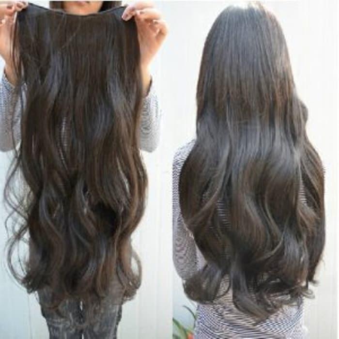 Hair clip wavy Murah Rambut 60cm u002F Hairclip - Hitam