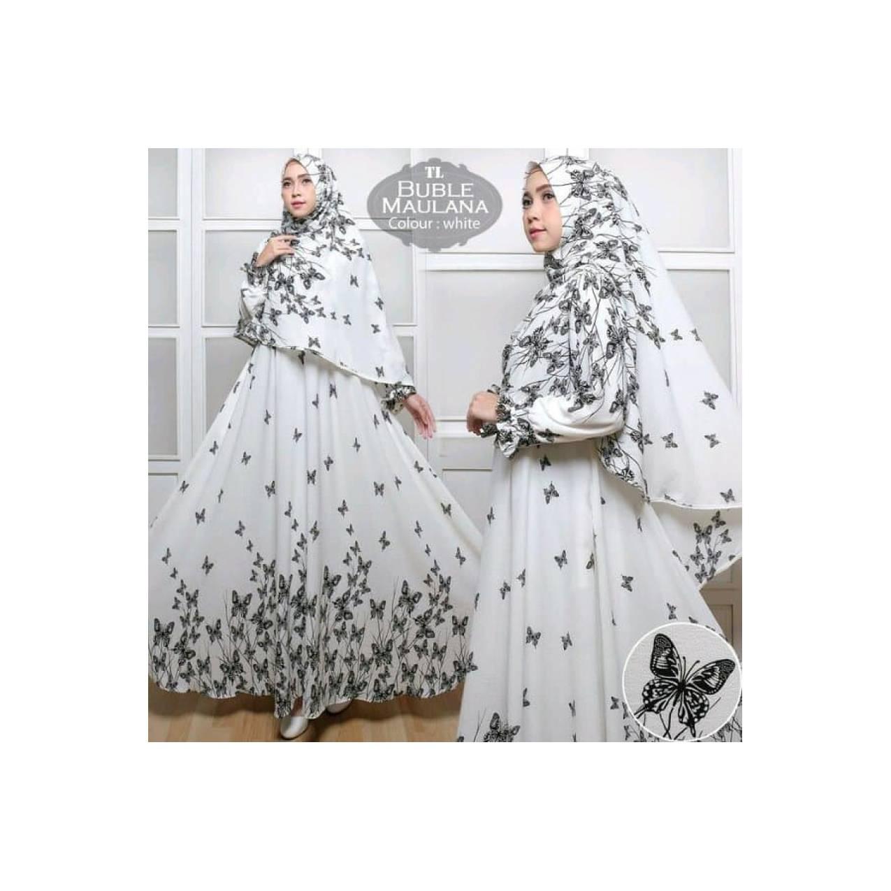 Baju Muslim Syari Maulana Premium TL - Gamis Muslim Wanita Warna Putih