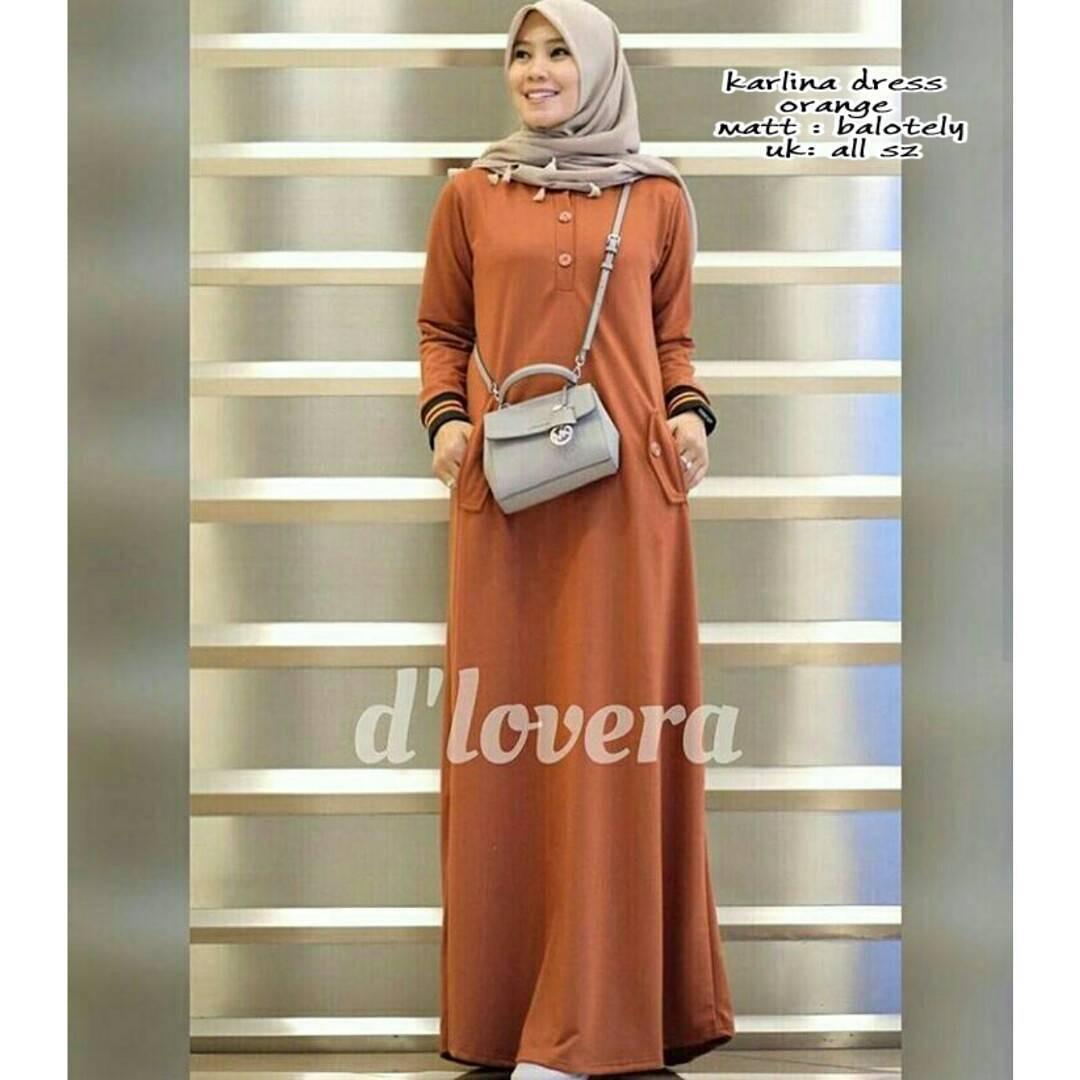 Gamis Karlina Dress Lacotse Baju Panjang Casual Wanita Hijab Baju Modern Trendy Terbaru 2018