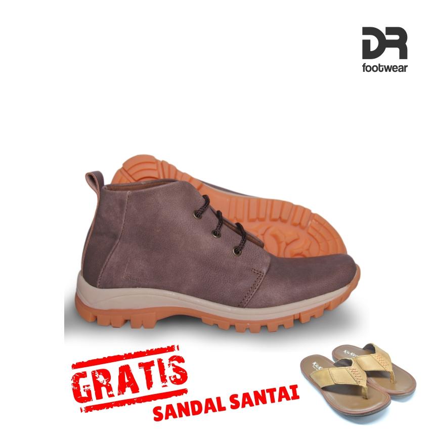 DR Footwear CLIFFORD BROWN Bonus GRATIS SANDAL / Sepatu Pria / Boots / sepatu casual / sepatu murah / sepatu santai / sepatu kets / fashion pria
