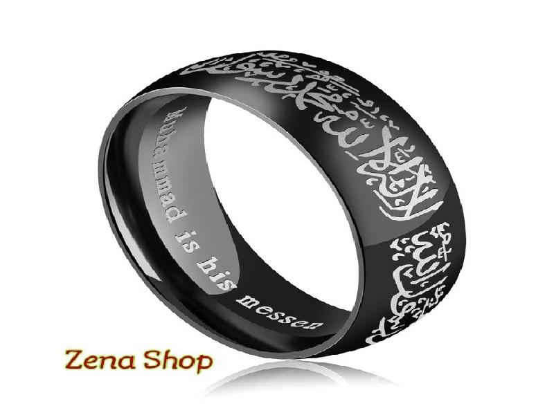 Cincin Pria Wanita Titanium Exlusive Kalimat Syahadat Kaligrafi Arab..... Zena Shop