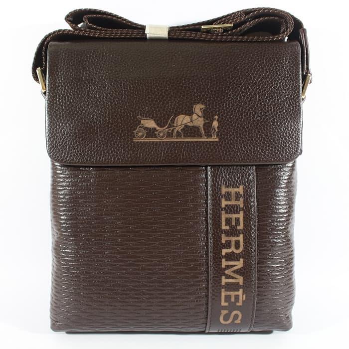 ASLI!!! TAS SELEMPANG PRIA PREMIUM IMPORT KULIT ASLI | HERMES 505 COFFEE - YN9X9g