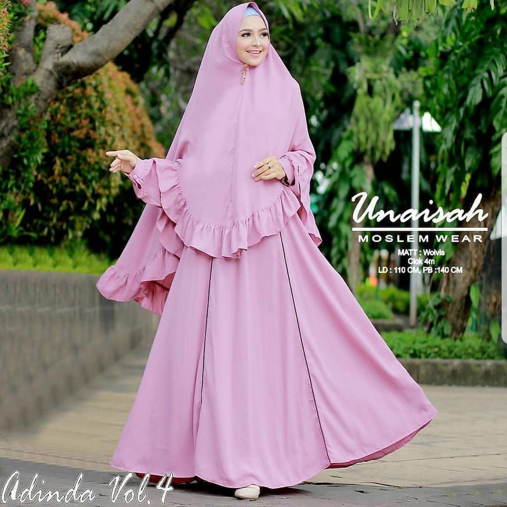 Dress Muslim Murah Gamis Hijab ADINDA SYARI AQ001 Grosir Baju Wanita Bandung (Black)