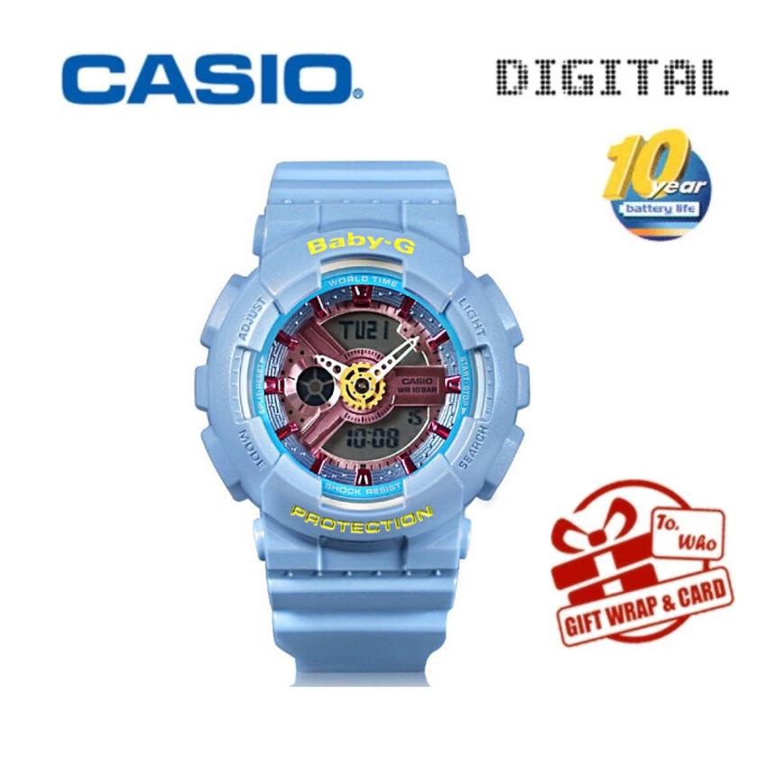 Casio sports watches Waterproof shockproof Resin Strap Watch Black / Gold Women's Watch BA-110-1ADR