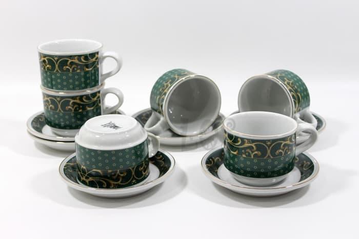 Cangkir Teh-Kopi Keramik SANGO CLASSIC GREEN 50347B (00143.00121) - peralatan dapur / gelas / piring makan / coffee maker / rice cooker / pisau dapur / sendok makan / oven / rak piring / termos / setrika / teflon anti lengket / panci set / juicer