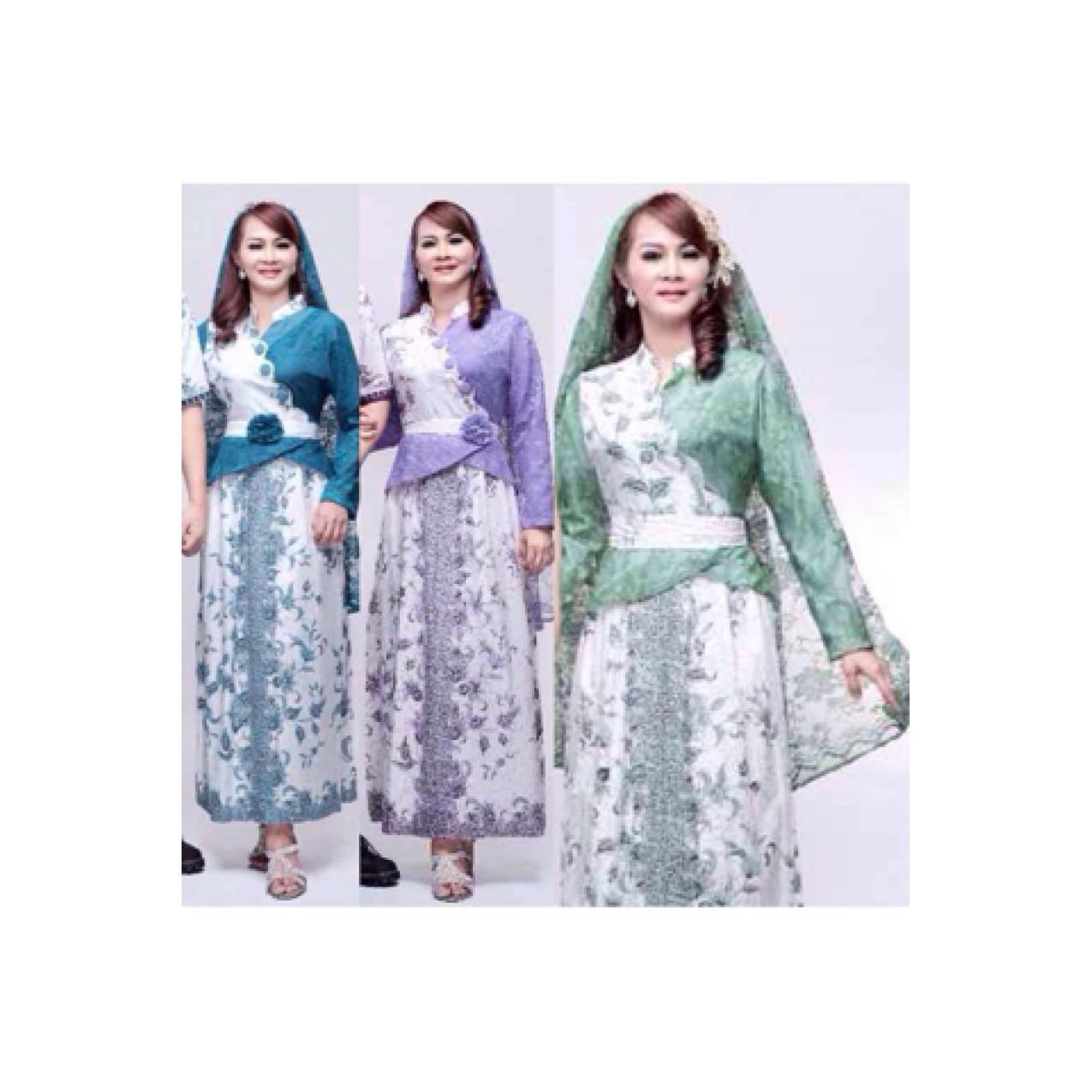 GAMIS ZOYA BATIK PASTEL BAJU LEBARAN LONGDRESS BRUKAT LACE WHITE