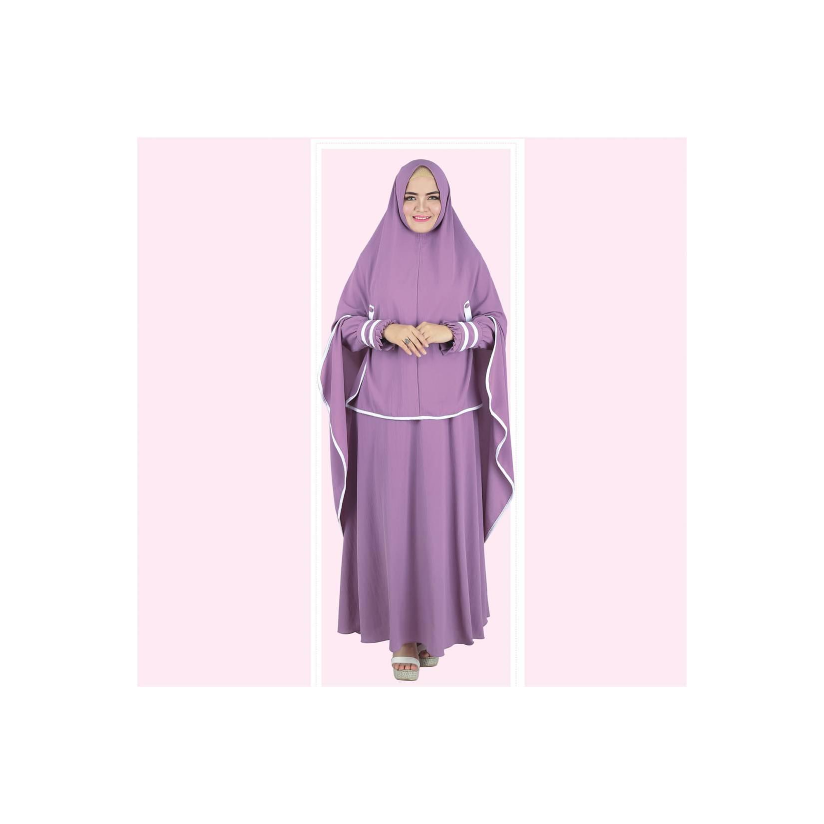 Baju Muslim Modern Terbaru Stelan Gamis Koko Couple Ungu