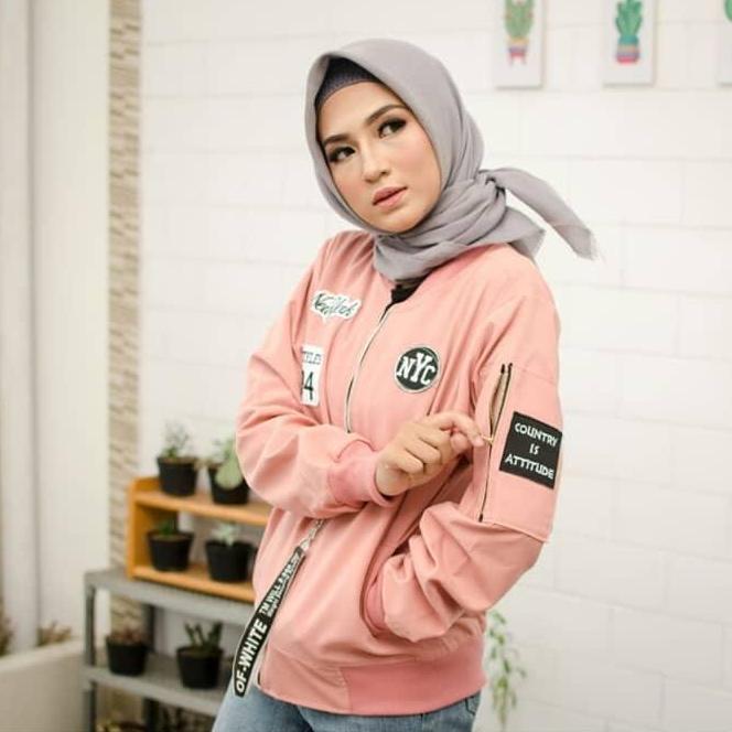 Off White Zipper Bomber - Jaket Bomber Wanita