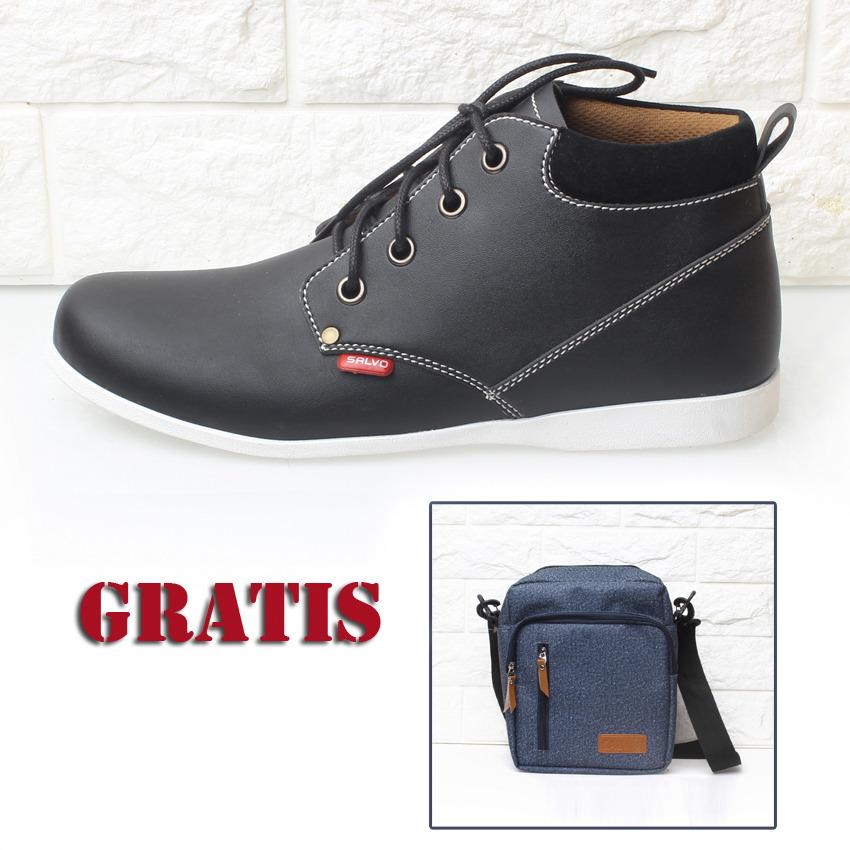  Salvo sepatu kets sneakers dan kasual pria / sepatu kasual kanvas / sepatu sneaker pria / sepatu pria / sepatu sneaker murah /sepatu pria casual /sepatu pria kasual / sepatu pria kulit / sepatu pria murah BOT (hitam dan tan) FREE tas messenger pria SV44
