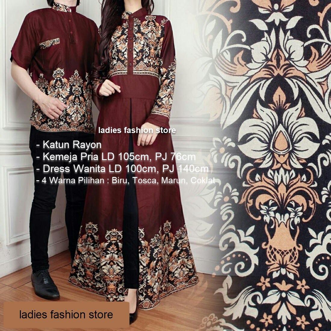 Batik Couple Pasangan / Batik Kemeja Pria / Dress Batik Wanita Panjang / Batik Wanita Hijab / Batik Kembar Pasangan Pria Wanita / Kemeja Pria Murah / Batik Bahan Adem / Baju Batik Murah / Stelan Batik Muslim / Batik Model Baru Tunik (mirandaas) AK– COKLAT