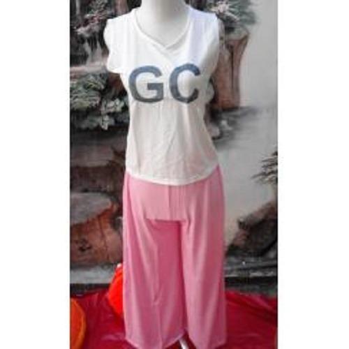 PROMO BAJU - SUPPLIER GROSIR 4752 PAKAIAN WANITA DEWASA SETELAN STELAN SET CELANA KULOT PANJANG ATASAN TANPA LENGAN WARNA PINK MURAH GROSIR KEKINIAN BAHAN SPANDEK