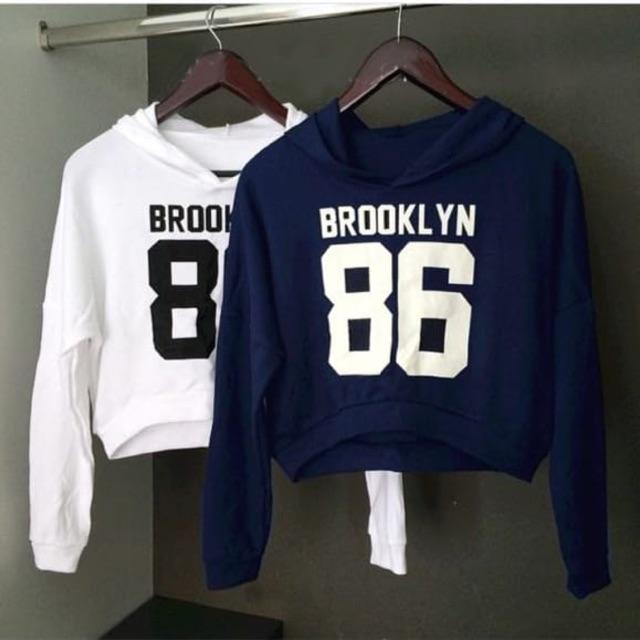 DAMAI FASHION JAKARTA - baju sweater crop hoodie GABBY BROOKLYN 2 warna - konveksi tanah abang