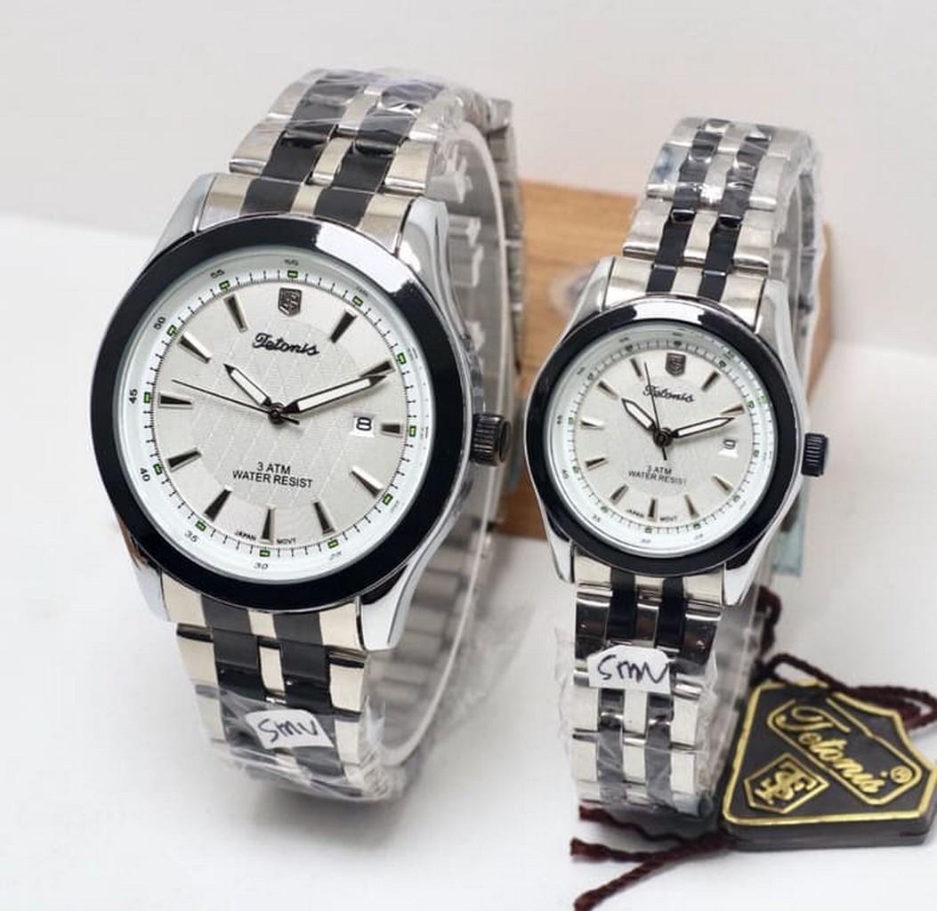 jam tangan couple / jam tangan couple anti air / jam tangan couple murah / jam tangan couple casio / jam tangan couple keren / jam tangan couple swiss army / Jam Tangan Couple Pria Wanita Tetonis Original T36 Rantai Silver Black DISKON MURAH!!!