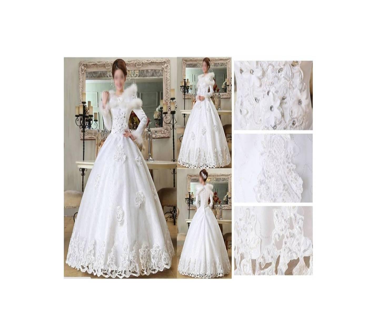 Gaun Pengantin lengan tangan panjang muslimah wedding dress import