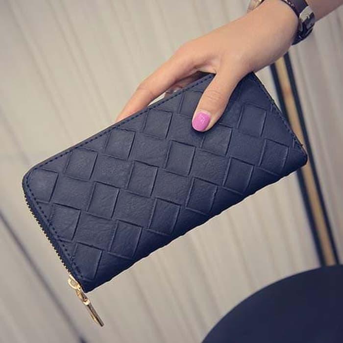 PROMO SAAT INI dompet panjang wanita anyam kulit sintetis women wallet leather bdo112 TERLARIS