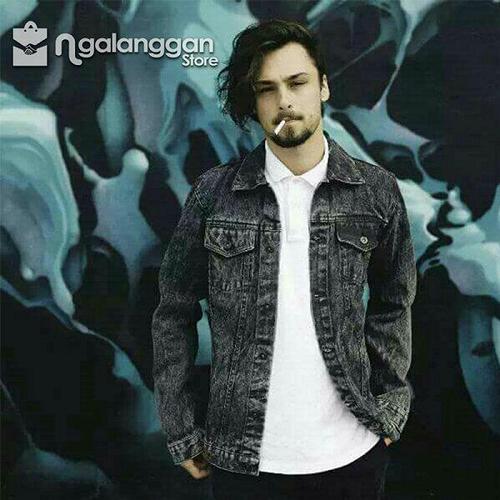 Jaket Jeans Pria sandwash|jaket Denim|jaket levis|ukuran M,L,XL - Navy