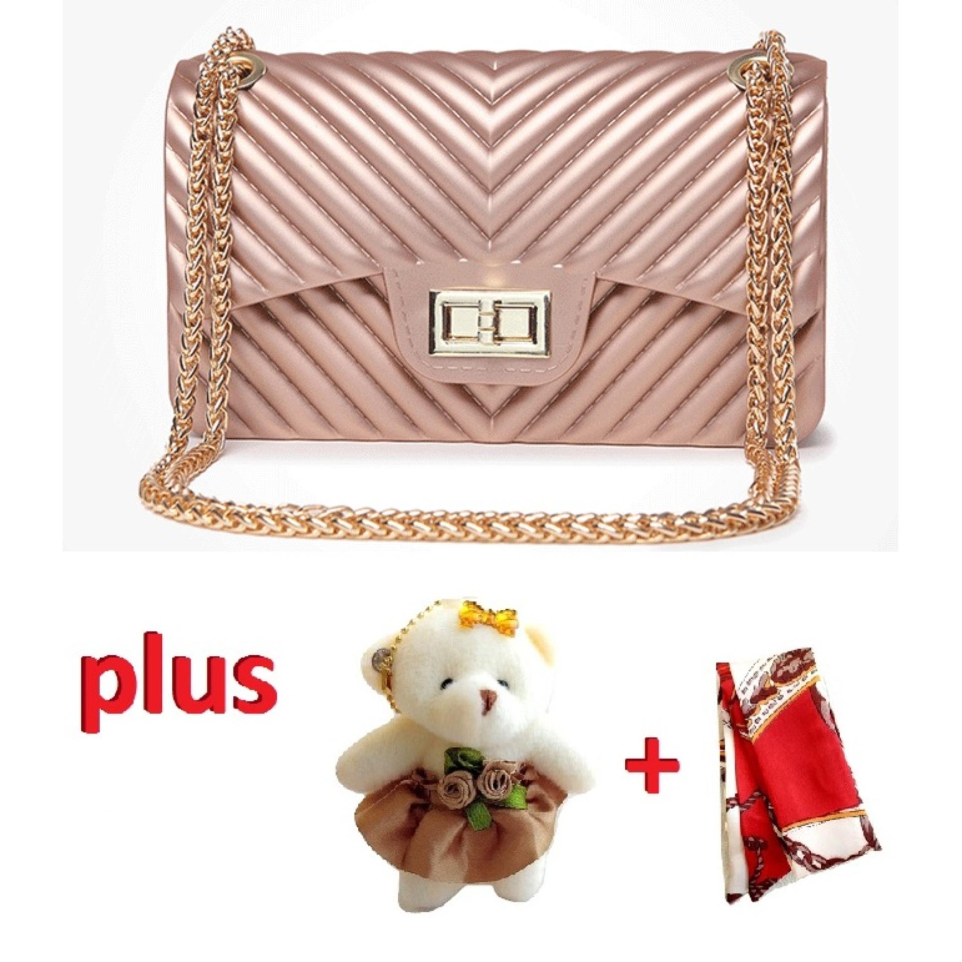 JCF Tas Import Jelly PREMIUM Dove Matte Allure Mewah PLUS Boneka Dan Syal Cantik Sling Teenager And Adult Mini Candy Bag Import Korean Style Selempang Badan - Bagus High Quality