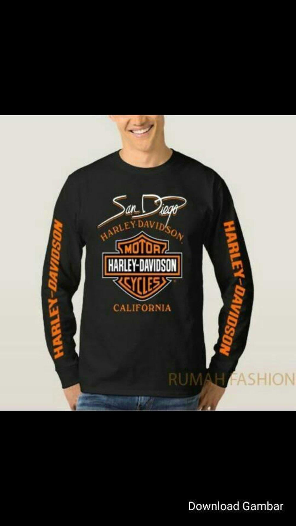 Kaos Distro Lengan Panjang . Longsleeve HARLEY DAVIDSON 1 . Baju Harley