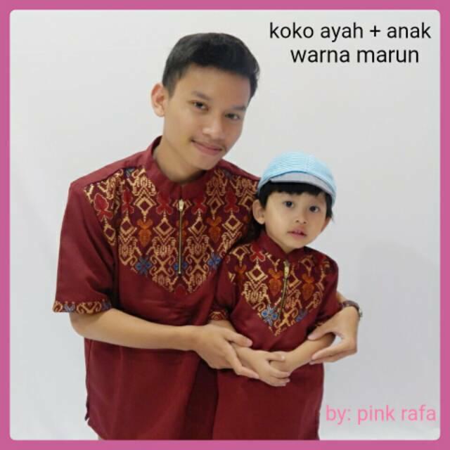 Koko couple ayah anak/ koko keluarga /koko couple /anak 65000 ayah 95000 bahan tebal halus lembut (ayah abu Xxl)