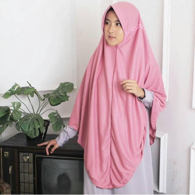 KHIMAR KAOS antem kaos jilbab serut jumbo adem daily syari hijab instan muslim fashion BESAR (hijaubotol)