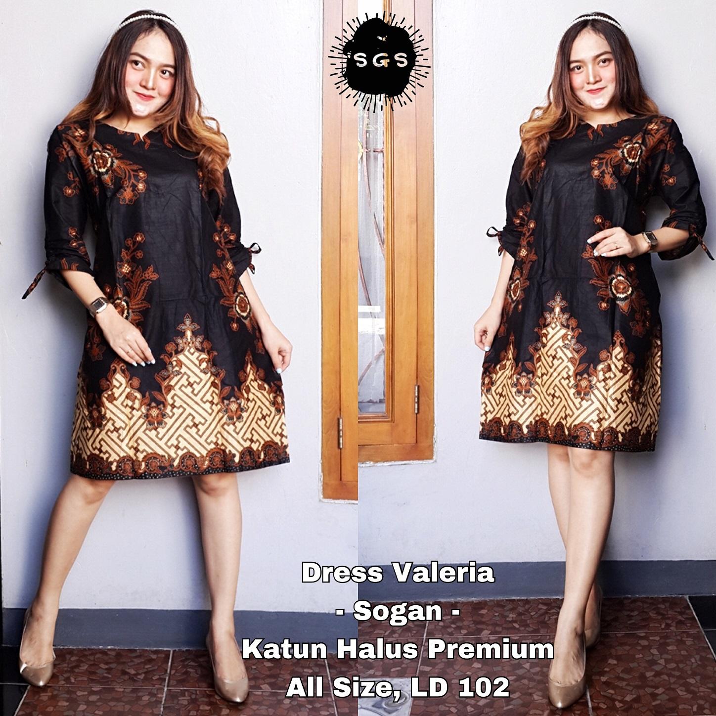 Harga Atasan Batik Wanita Tunik 2018 Batik Indonesia Atasan Dress Tunik Batik Wanita Dress Kerja Premium Batik Dress Valeria Sogan
