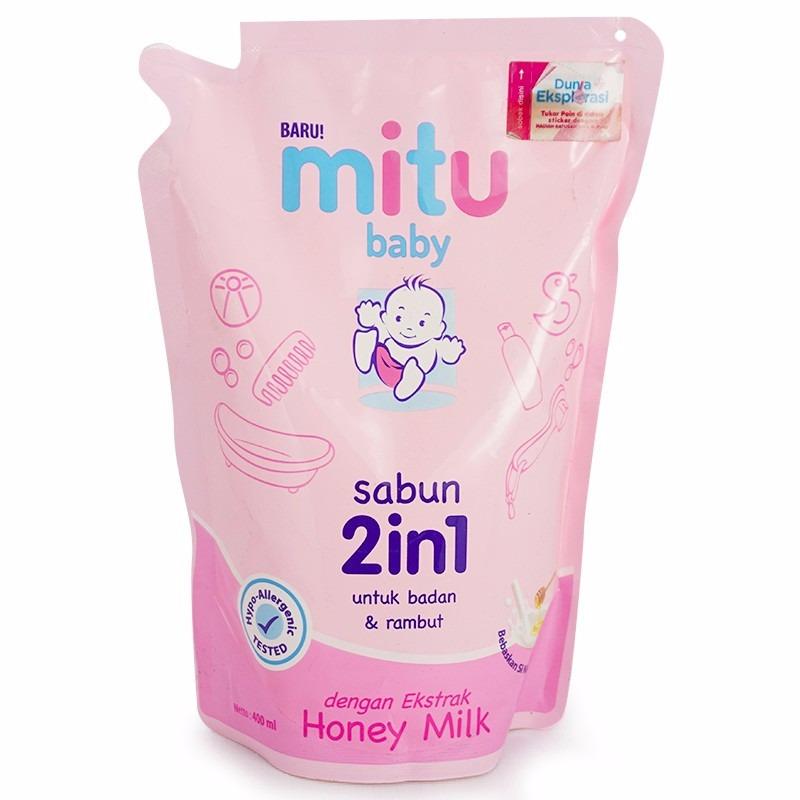 MITU baby sabun 2 in1 Milk honey baby bath and shampoo Refill 400ml