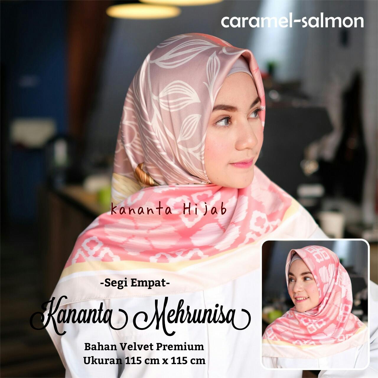 Kananta Hijab Segi Empat Motif / Jilbab Segi Empat Motif / Kerudung Segi Empat Motif / KANANTA MEHRUNISA / Bahan Kain Velvet Premium