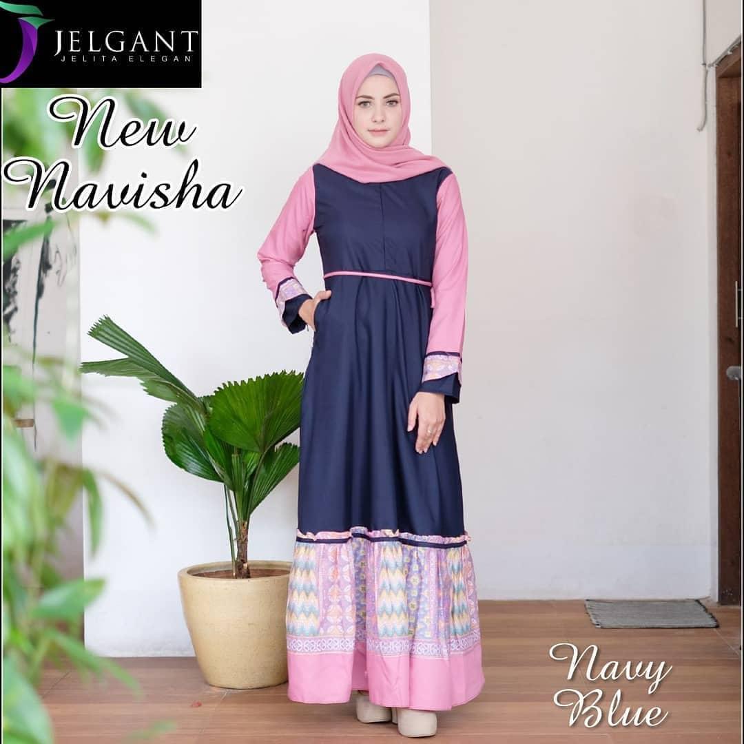 Busana Wanita Muslim Trendy nan Modis Model mal NEEW NAVISHA DRESS bahan Balotely Mix Katun Motif yang Elegant
