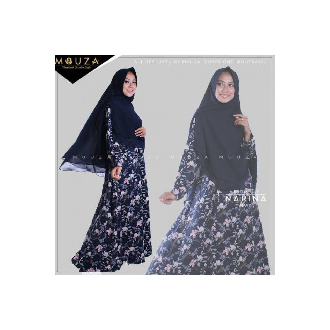 MOUZA GAMIS SET/NARINA SERIES NAVY/SIZE XS-L/BUSANA MUSLIM BANDUNG