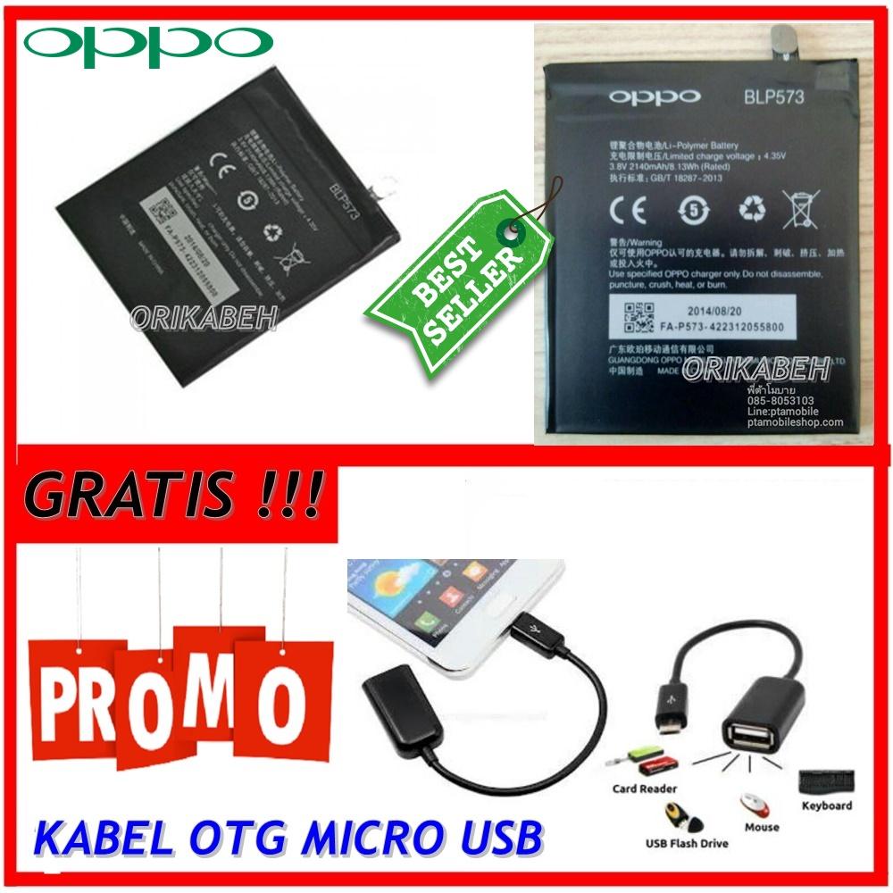 Oppo Baterai / Battery BLP573 For Oppo N1 Mini Original - Kapasitas 2140mAh + Gratis Kabel Otg Micro Usb ( orikabeh )