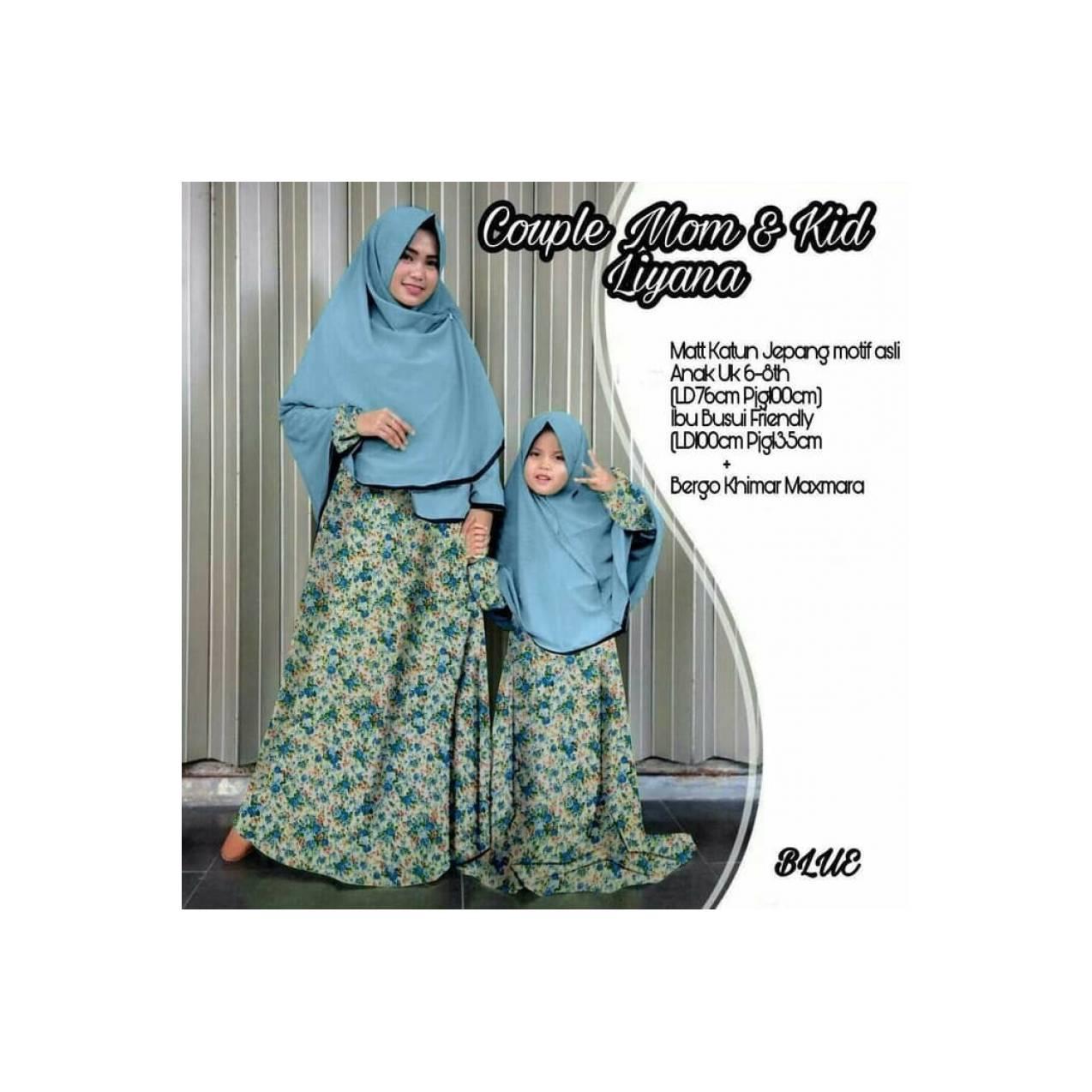 Set Coupl Gamis Ibu dan Anak LIYANA / Gamis Syari / Gamis Katun Jepang