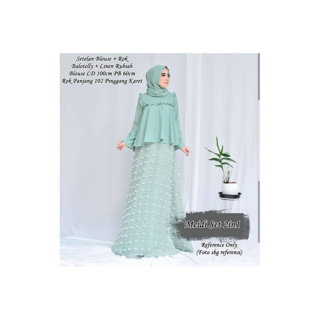 Baju Seelan Wanita Fashion Wanita Meidi Set 2in1 Mint BERKUALITAS