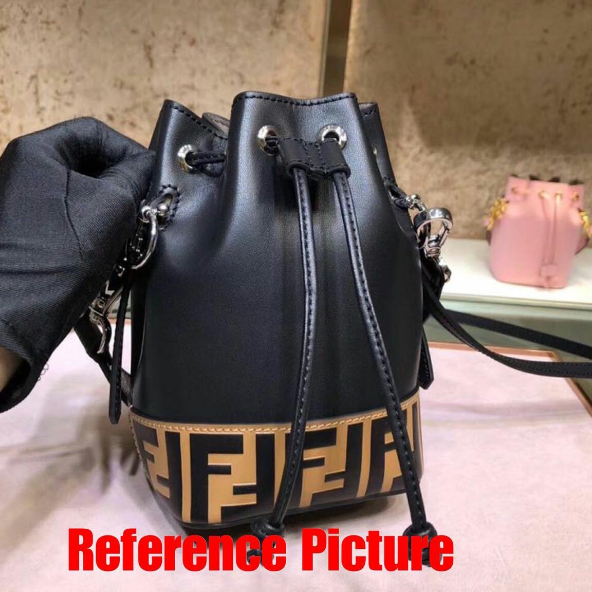 Tas Fendi Mon Tresor Bucket Flocked Mini Leather HITAM Seprem F132