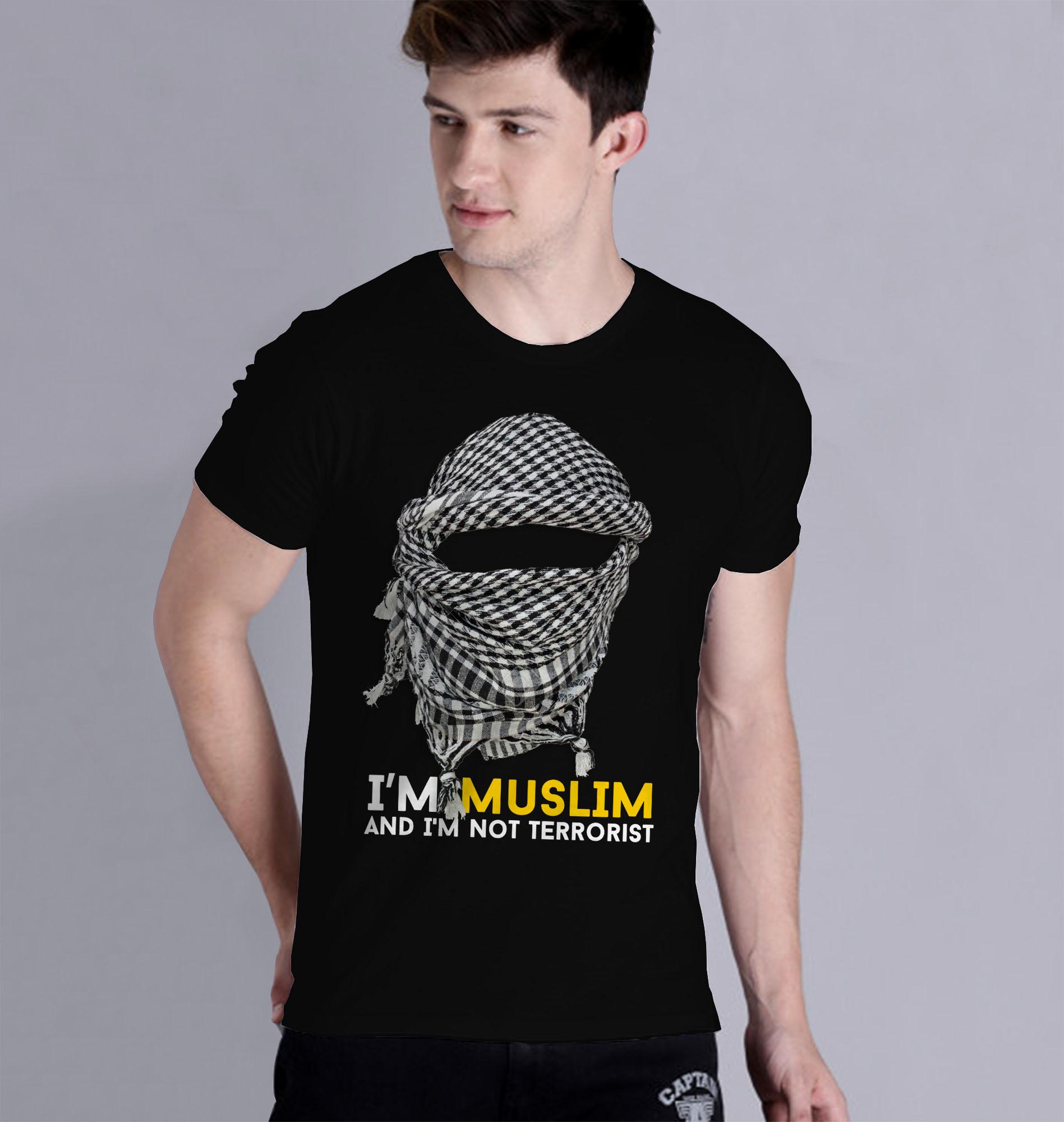 Pd Cloth Kaos 3D I'm Muslim And I'm Not Terrorist Lengan Pendek - Hitam