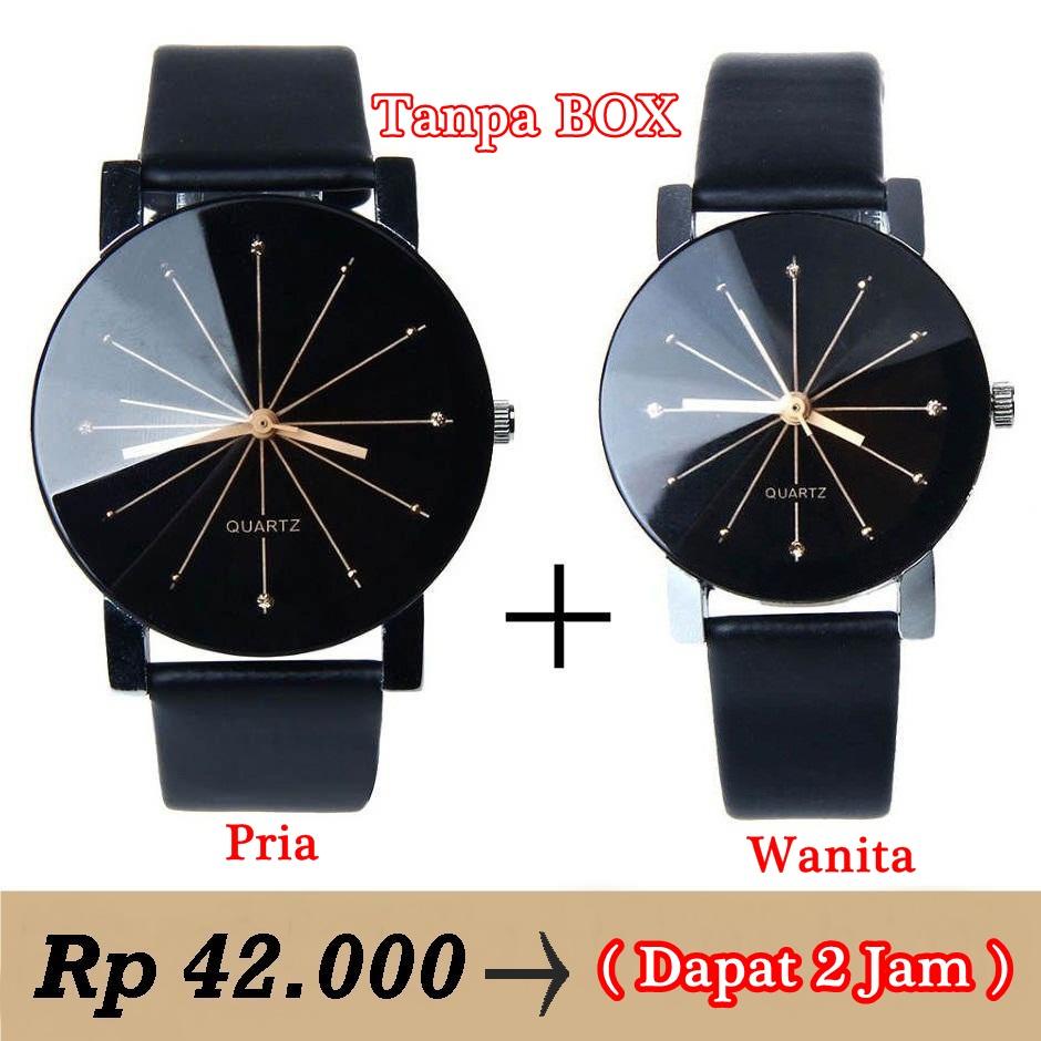 JBS Jam Tangan Sports Pasangan - Case Stainless Steel - Strap Kulit Sintesis - Quartz - Hitam