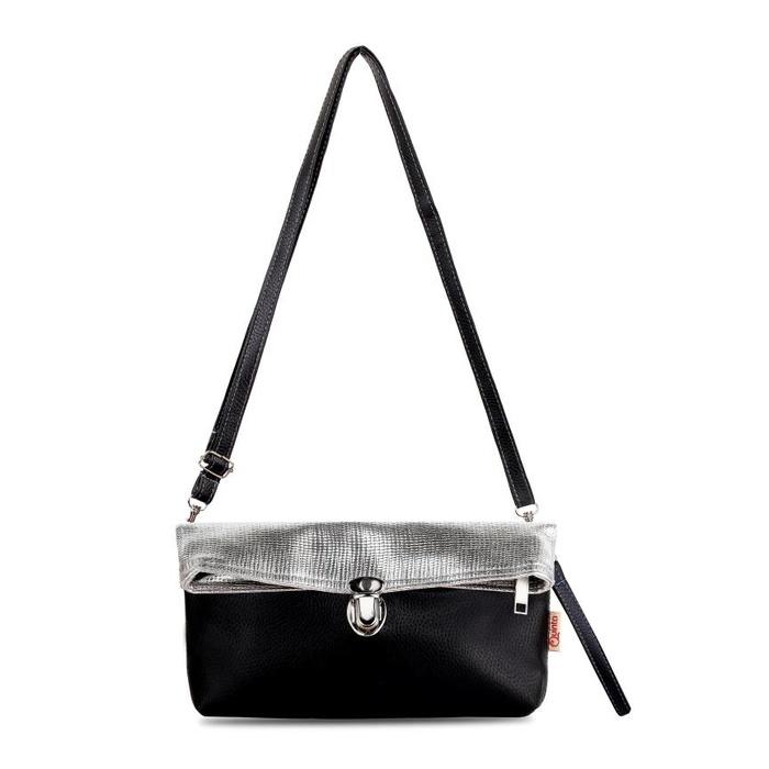 Promo Murah Quinta tas murah clutch glossy silver - hitam