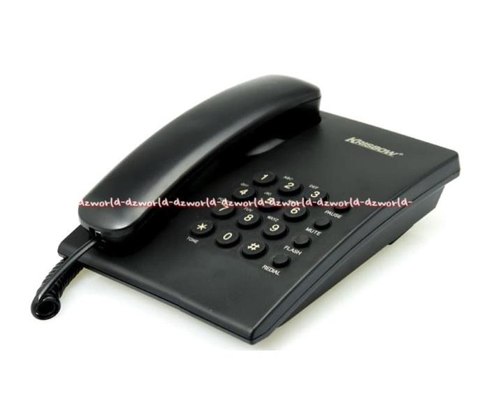 PROMO - Krisbow Telepon Basic Hitam telepon analog dengan desain minimalis