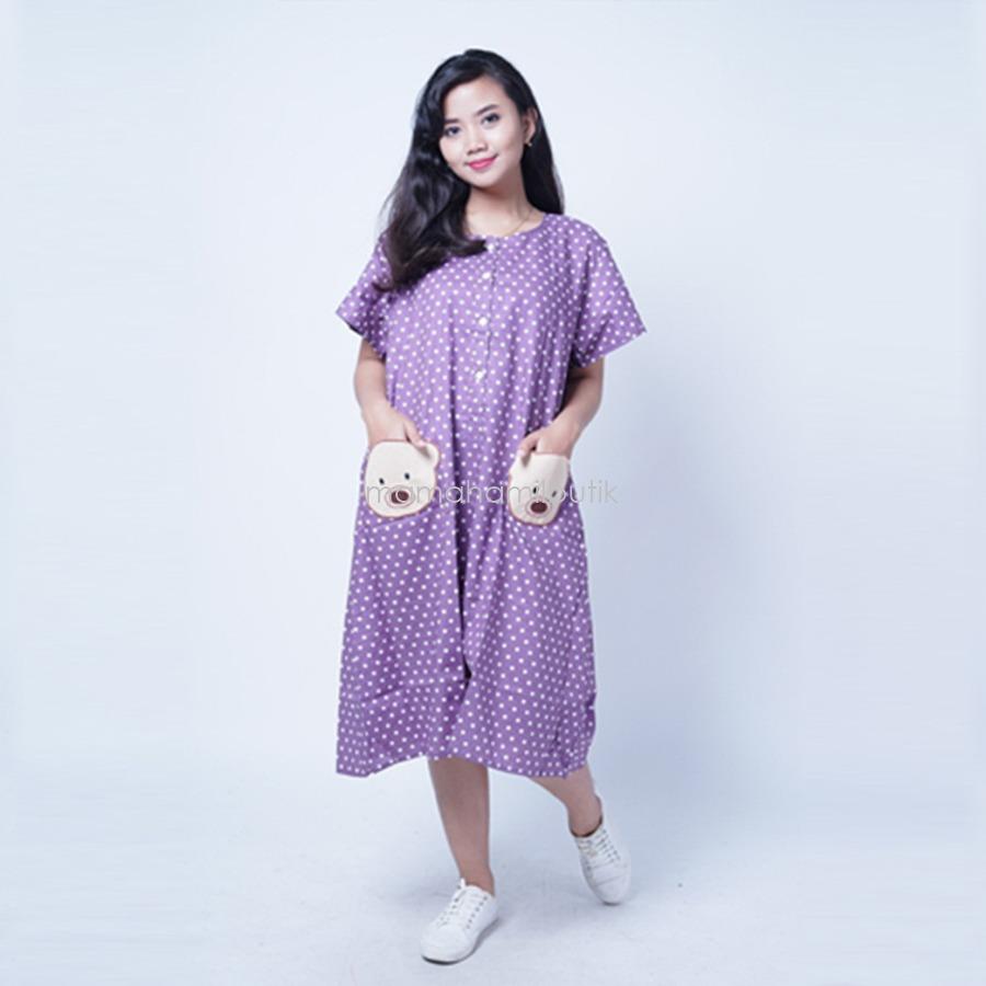 Ning Ayu Daster Hamil Polka Bear - DS 422 / daster malang / daster ibu hamil / daster menyusui/ daster hamil /daster payung / Baju hamil Kerja / Baju Hamil dan Menyusui / Baju Hamil Lucu/ Baju Hamil Wanita / Baju Menyusui Modis / Baju Menyusui Murah