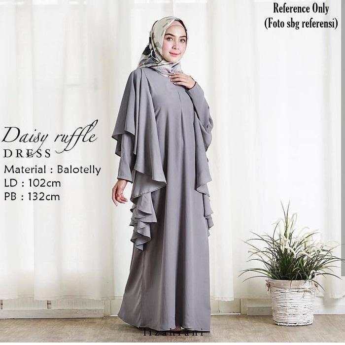 Daisy Ruffle Dress Grey / Fashion\tWanita / Dress / Maxi Dress / Long Dress / Dress Wanita / Baju Muslim Wanita / Gamis Wanita / Dress Wanita / Dress Wanita Murah / Dress Wanita Kekinian