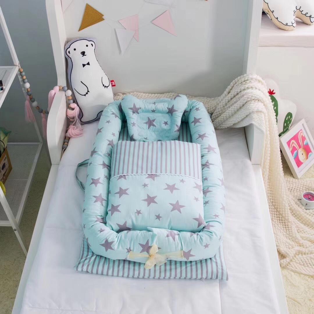 【Fast Delivery】high Kualitas 6 Piece Set Katun Nyaman Kasur Bayi Yang Dapat Dilepas Cleaning Bayi Karantina Tempat Tidur Bionic Tempat Tidur Bayi Yang Baru Lahir dengan Jacksoo -Intl