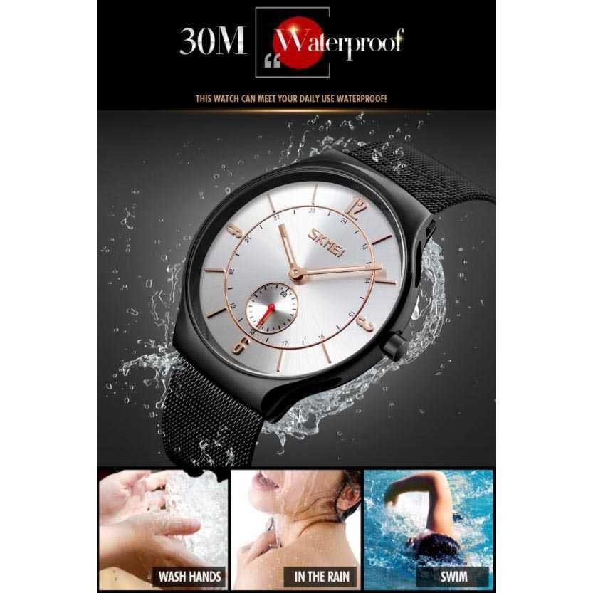 Jam Tangan Original SKMEI Terlaris Pria Lelaki Laki-Laki Cowok Cowo Man Silver Perak Analog Elegant Waterproof Water Resistant Anti air 30 Meter Garansi Garansi 339163