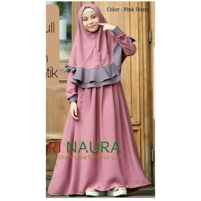 (TERBARU) Gamis anak syari perempuan polos ngaji hijab muslim 9 10 tahun remeja th ramadhan idul fitri ()