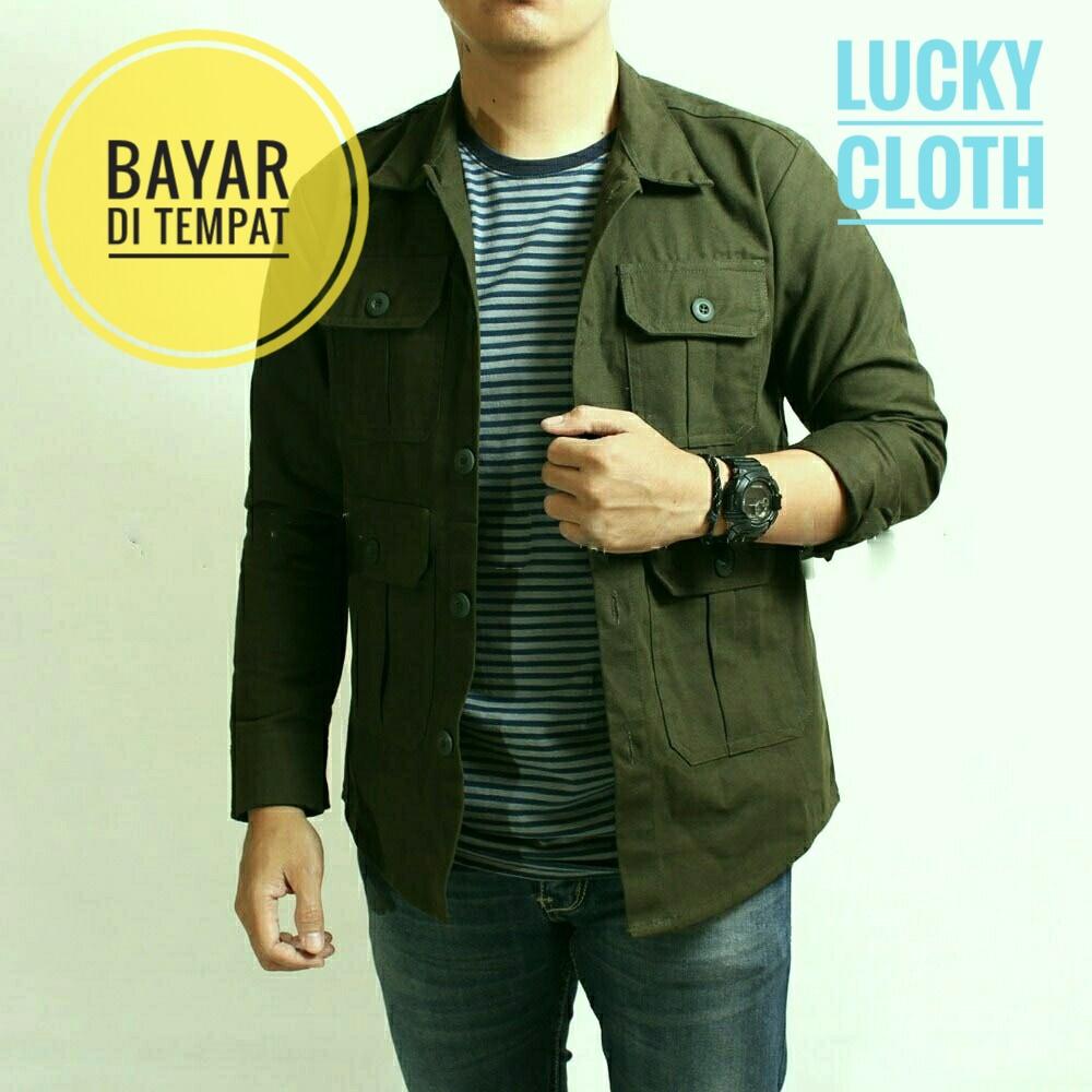 Jaket Semi Parka Hijau Army Best Seller Lucky Cloth - Jaket Casual Jaket Parka Jaket Jeans Jaket Anime
