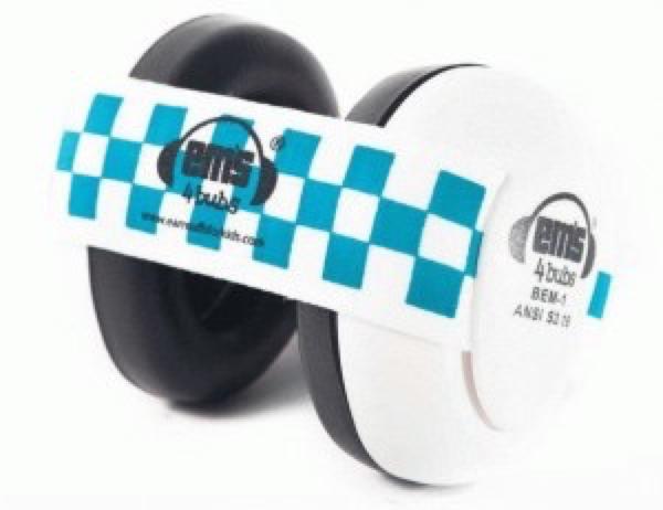 sewa earmuff bubs white blue untuk bayi anti bising pesawat