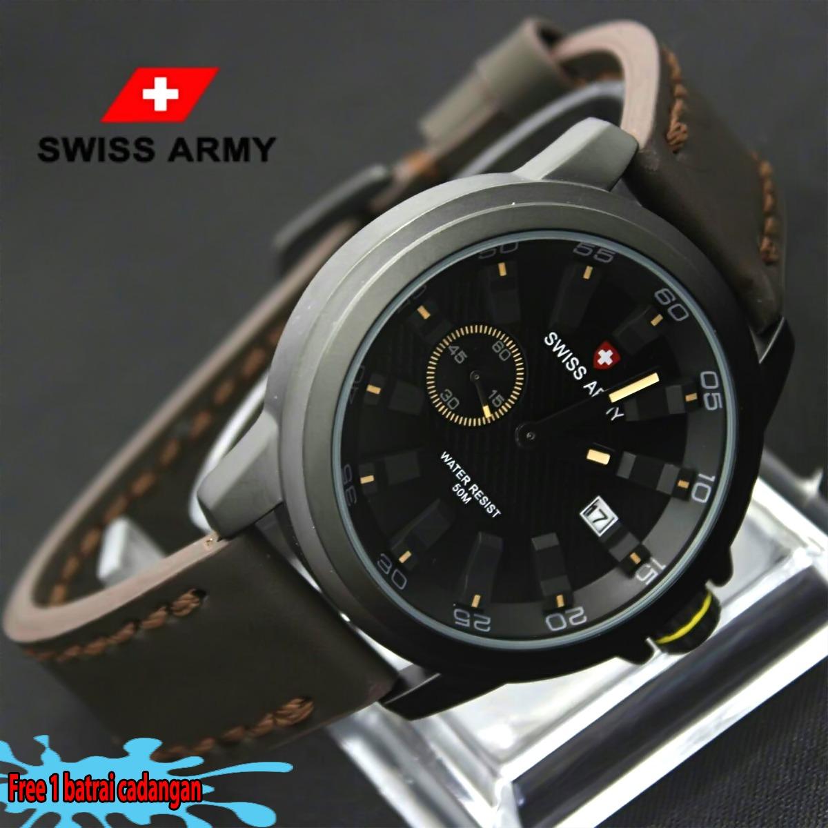 Swiss army - Jam tangan Pria - Formal/casual - Strap Kulit - Detik samping