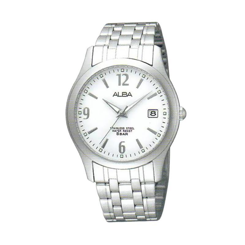Alba - Jam Tangan Pria - Silver-Putih - Stainless Steel - AXHL01X1