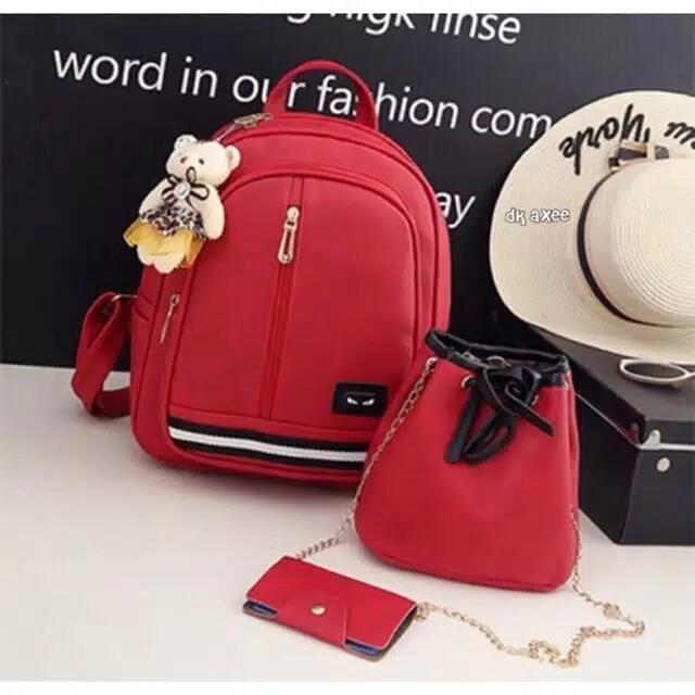 TAS RANSEL BACKPACK FASHION 4IN1 WOMAN BAG MURAH - tas fashion - tas murah